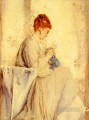 La Tricoteuse dama pintor belga Alfred Stevens